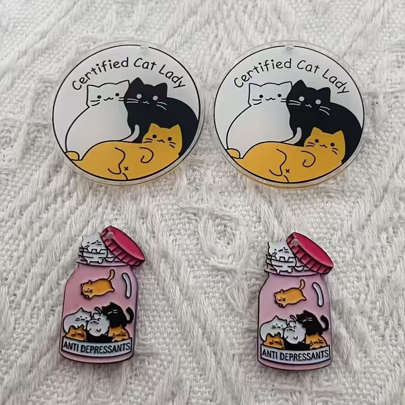 Jewelry Making Accessories - 10pcs acrylic cute cat pendant, DIY