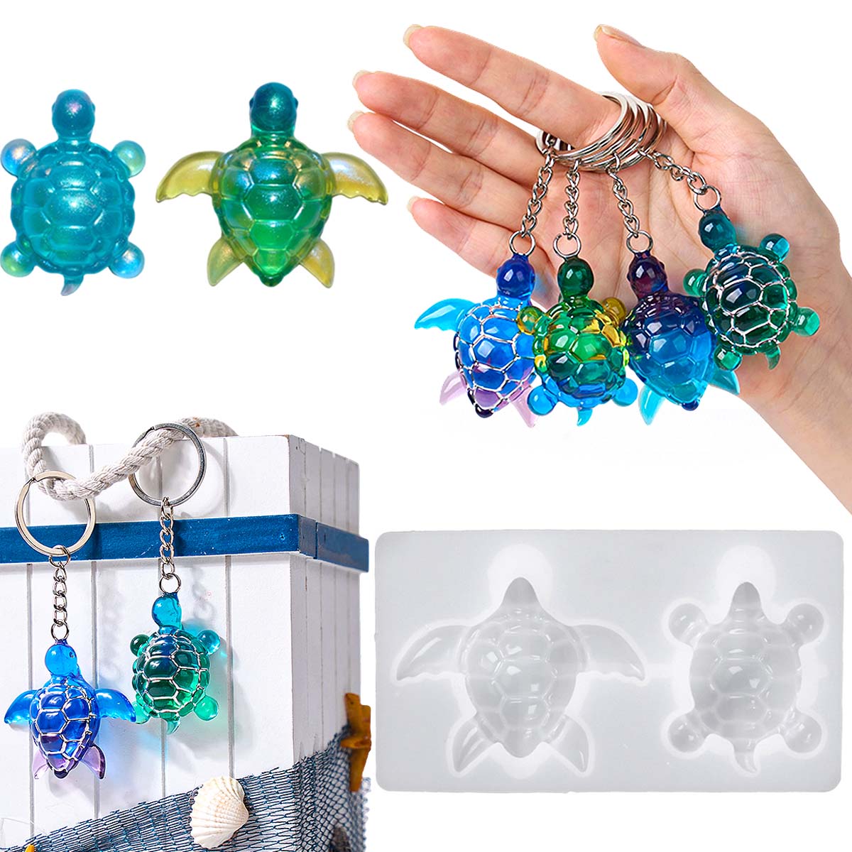 3D Sea Turtle Keychain Silicon - đánh giá và giá Jewelry Making Uv Resin Kit